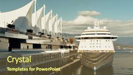  Presentation with dock - Colorful slide set enhanced with cruise ship dock at vancouver backdrop and a tawny brown colored foreground