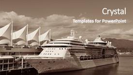  Presentation with sinked ship - PPT layouts featuring cruise ship dock at vancouver background and a coral colored foreground