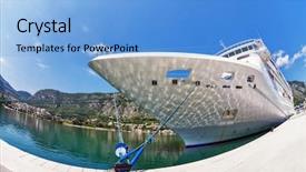  Presentation with fish port - Amazing PPT layouts having cruise ship in the port of kotor montenegro fish eye look backdrop and a light blue colored foreground