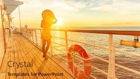  Presentation with luxury travel - PPT theme consisting of cruise-ship-luxury-vacation-travel background and a gold colored foreground