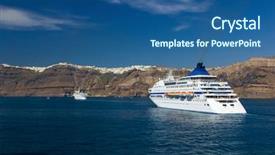  Presentation with cruise ship - Presentation enhanced with cruise ship near island background and a ocean colored foreground