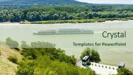  Presentation with cruise ship - PPT theme consisting of cruise ship oan danuba river background and a mint green colored foreground