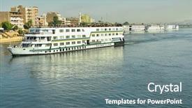  Presentation with nile river - Slide deck consisting of cruise ship on nile river background and a gray colored foreground