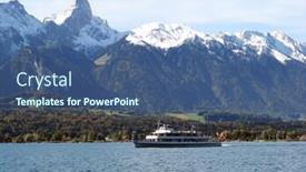  Presentation with cruise ship - Theme enhanced with cruise ship on thuner lake switzerland background and a ocean colored foreground
