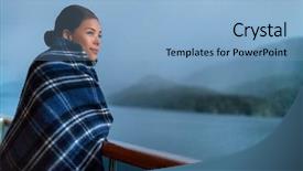  Presentation with drill ship - Presentation design consisting of cruise ship passenger on alaska background and a light blue colored foreground