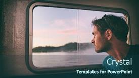  Presentation with luxury travel - Beautiful slides featuring cruise-ship-passenger-tourist-man backdrop and a ocean colored foreground