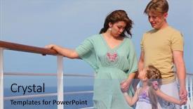  Presentation with family children - Slides having cruise ship resort - family leisure with children background and a  colored foreground