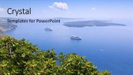  Presentation with cruise ship - Theme consisting of cruise ship resort - image of the beautiful greek background and a light blue colored foreground