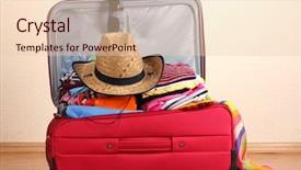 Presentation with red beet root - Amazing presentation theme having cruise ship resort - open red suitcase with clothing backdrop and a lemonade colored foreground