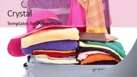  Presentation with silver nano - Presentation with cruise ship resort - open silver suitcase with clothing background and a coral colored foreground