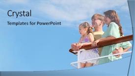  Presentation with what is thing used in looking for far object - Audience pleasing slide deck consisting of cruise ship resort - young family rests it backdrop and a light blue colored foreground