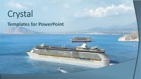  Presentation with sailing ship - Cool new presentation theme with cruise ship sailing backdrop and a sky blue colored foreground