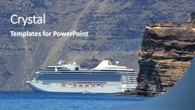  Presentation with cruise ship - Beautiful PPT theme featuring cruise ship in santorini greece backdrop and a gray colored foreground