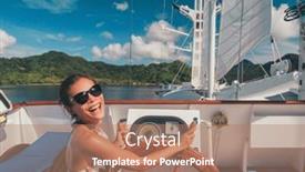  Presentation with cruise ship - Beautiful presentation design featuring cruise-ship-vacation-happy-tourist backdrop and a coral colored foreground