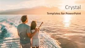  Presentation with cruise ship - Colorful presentation theme enhanced with cruise-ship-vacation-travel-tourists backdrop and a lemonade colored foreground