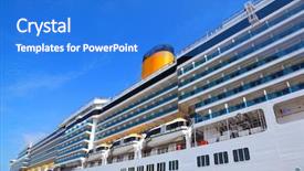  Presentation with funnel - Slides with cruise ship with yellow funnel background and a cobalt blue colored foreground