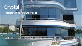  Presentation with ship grain container - Beautiful presentation design featuring cruise-ship backdrop and a teal colored foreground