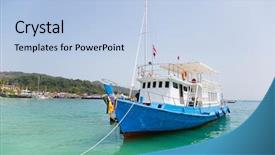  Presentation with thailand - Amazing theme having cruise tourist boat at anchorage off the island of phi phi doh andaman sea thailand backdrop and a light blue colored foreground
