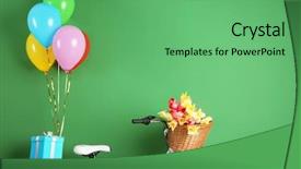  Presentation with balloons - Slide set featuring cruiser - bicycle with basket of flowers background and a seafoam green colored foreground