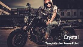  Presentation with motorcycle - Beautiful slides featuring cruiser - biker and his bobber style backdrop and a dark gray colored foreground