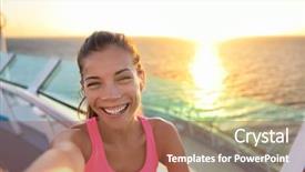  Presentation with ship boat and sea - Audience pleasing slides consisting of cruiser - happy young woman traveling backdrop and a red colored foreground