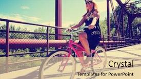  Presentation with filter - PPT theme with cruiser - pretty girl riding a bicycle background and a  colored foreground