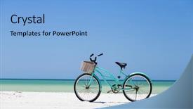  Presentation with turquoise beach - Amazing PPT layouts having cruiser - turquoise bike parked backdrop and a light blue colored foreground