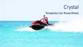  Presentation with jet - Theme consisting of cruising on a jet ski background and a sky blue colored foreground