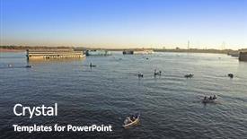  Presentation with boat river - PPT theme consisting of cruising on the river nile background and a dark gray colored foreground