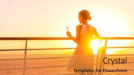  Presentation with holiday destination - PPT theme with cruising sailing away on holiday background and a gold colored foreground