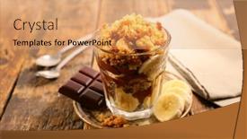  Presentation with banana - Slide deck having crumble-banana-and-chocolate-sauce background and a coral colored foreground