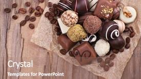  Presentation with coffee and sweet chocolate brownies - Beautiful presentation theme featuring crumble paper with coffee backdrop and a coral colored foreground