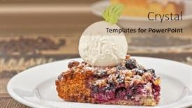  Presentation with dessert oreo ice cream - Presentation theme enhanced with crumble-pie-with-black-currants background and a coral colored foreground