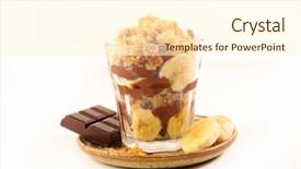  Presentation with banana - Theme having crumble with banana and chocolate background and a cream colored foreground