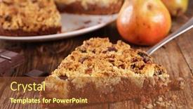  Presentation with pear - Amazing presentation design having crumble-with-pear-and-chocolate backdrop and a tawny brown colored foreground