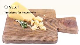  Presentation with cheese plate parmesan cheddar gouda - Beautiful PPT theme featuring crumbled parmesan cheese with sprig backdrop and a  colored foreground