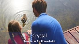  Presentation with group of three young girl - Colorful presentation theme enhanced with crumbs while sitting by water backdrop and a ocean colored foreground