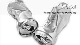  Presentation with energy drink - PPT theme having crumpled empty cans on white background and a white colored foreground