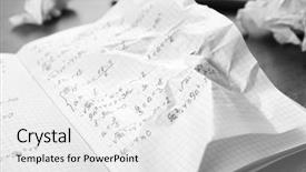  Presentation with homework - Beautiful slide deck featuring crumpled exercise book with homework backdrop and a white colored foreground