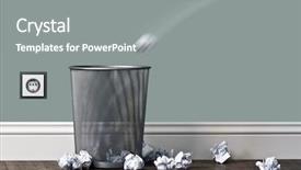  Presentation with garbage - Audience pleasing slides consisting of crumpled paper - office garbage near metal basket backdrop and a gray colored foreground