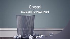  Presentation with garbage - Theme with crumpled paper - office garbage near metal basket background and a gray colored foreground