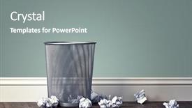  Presentation with garbage - Colorful slide set enhanced with crumpled paper - office garbage near metal basket backdrop and a gray colored foreground