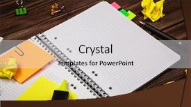  Presentation with notepad - Amazing theme having crumpled paper - open notepad with office supplies backdrop and a light gray colored foreground