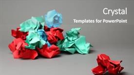  Presentation with paper news print pile newspapers - Slide deck consisting of crumpled paper ball near pile background and a gray colored foreground