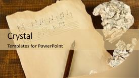  Presentation with pen ink paper - Presentation theme with crumpled paper balls with ink background and a  colored foreground