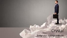  Presentation with paper news print pile newspapers - Colorful slides enhanced with crumpled paper with a deep backdrop and a mint green colored foreground