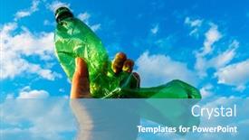  Presentation with plastic bottle - Presentation theme with crumpled-plastic-bottle background and a light blue colored foreground