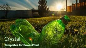  Presentation with plastic bottle pollution - Presentation with crumpled-plastic-bottle background and a tawny brown colored foreground