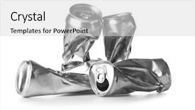  Presentation with peppermint candy cane on white - PPT theme featuring crumpled tin cans on white background and a light gray colored foreground