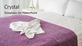  Presentation with room - Cool new presentation with crumpled towel on comfortable bed backdrop and a light gray colored foreground